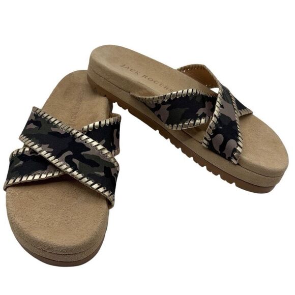Jack Rogers Lexi Cross Camo Sandals Green Size 7 - Picture 1 of 10